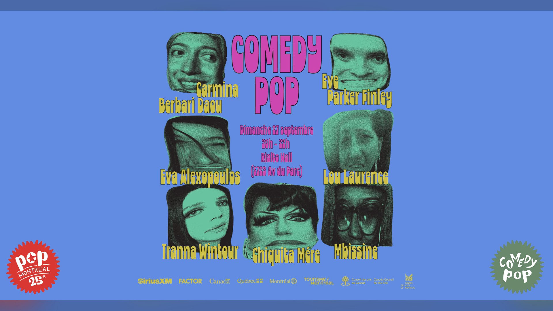 Affiche de Comedy POP au Théâtre Rialto à Montréal, le 27 septembre 2026