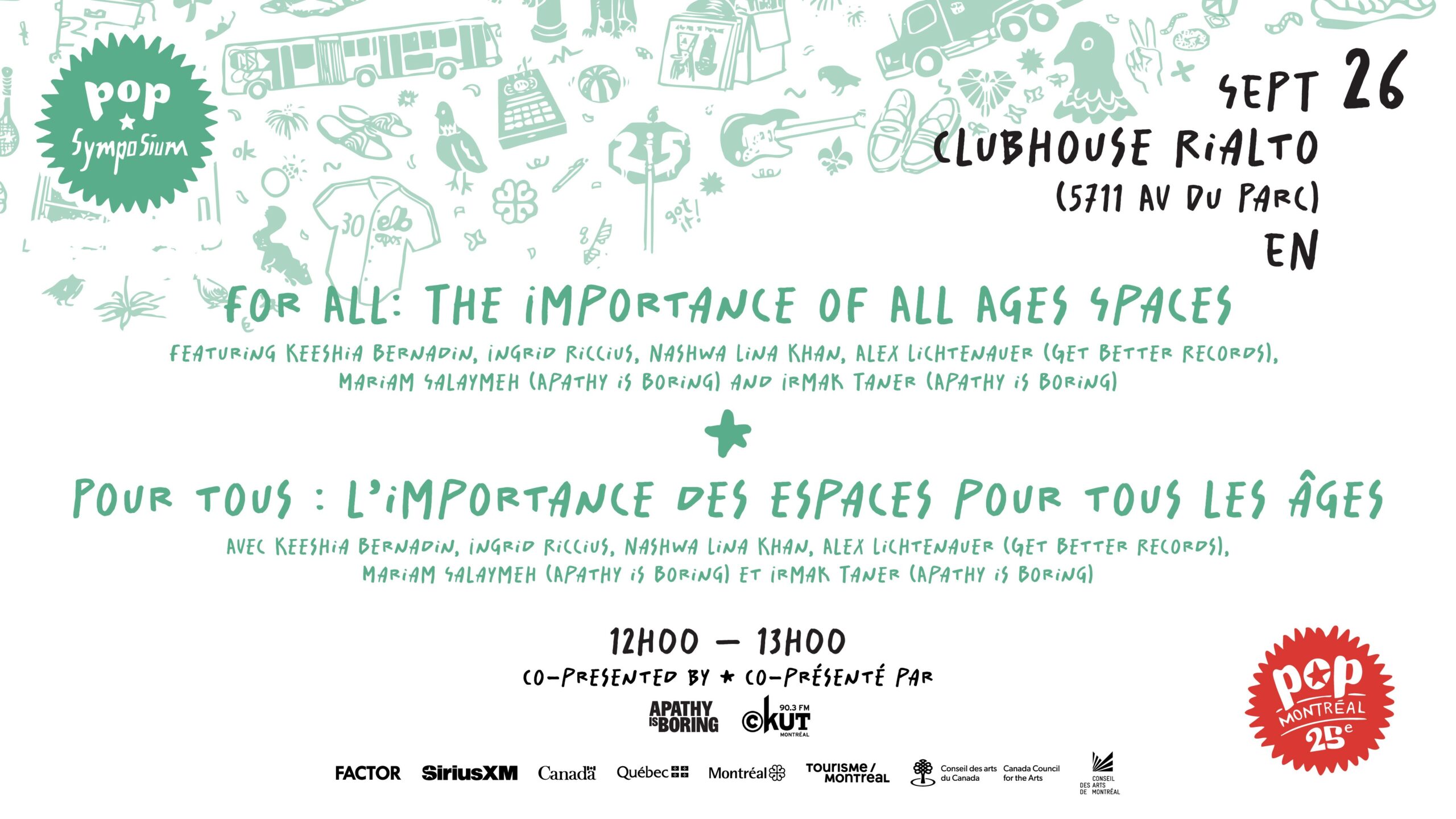 Affiche de For All: The Importance of All Ages Spaces au Théâtre Rialto à Montréal, le 26 septembre 2026
