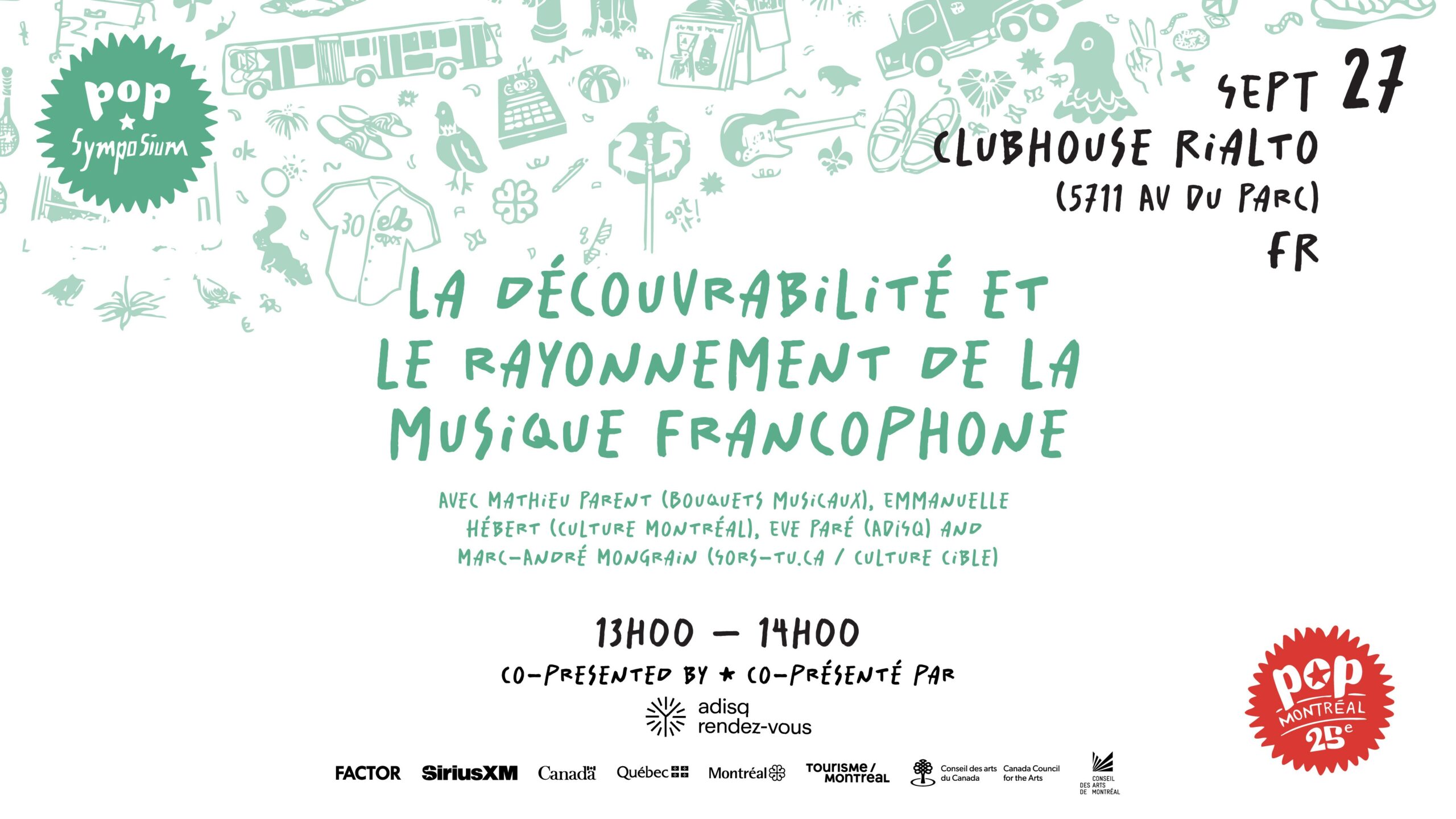 Affiche de La découvrabilité et le rayonnement de la musique francophone au Théâtre Rialto à Montréal, le 27 septembre 2026