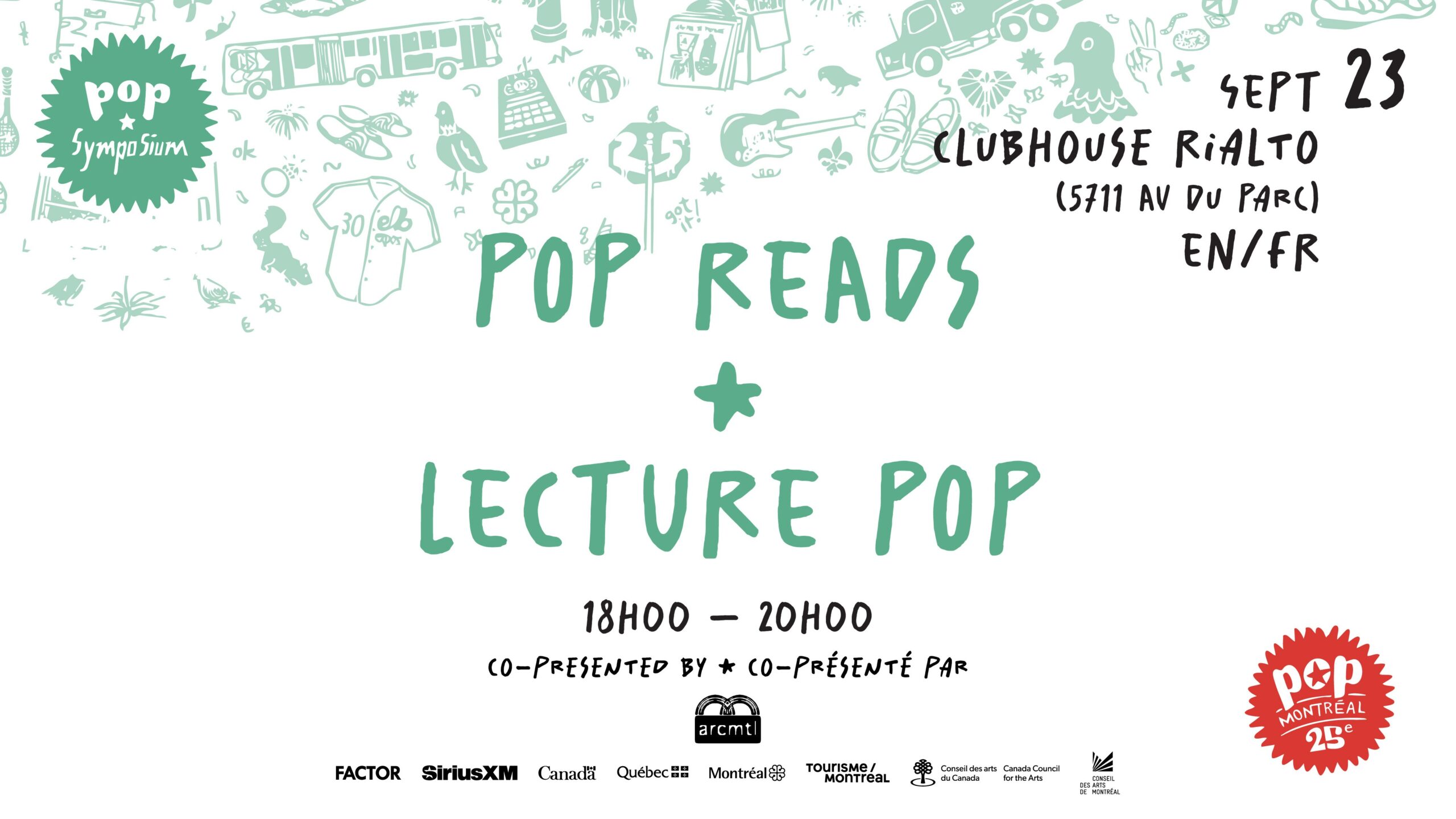 Affiche de POP Reads au Théâtre Rialto à Montréal, le 23 septembre 2026