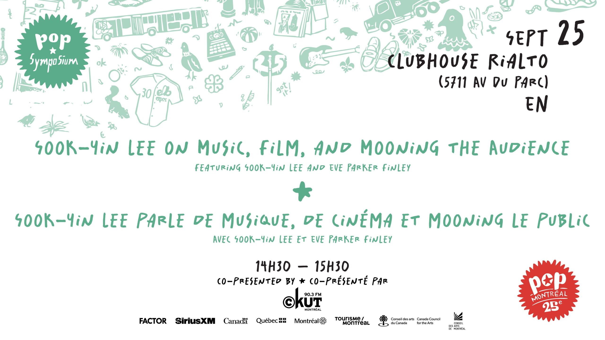 Affiche de Sook-Yin Lee on Music, Film, and Mooning the Audience au Théâtre Rialto à Montréal, le 25 septembre 2026