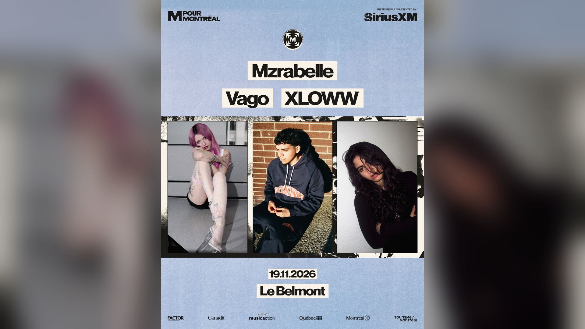 Affiche de Mzrabelle, XLOWW & Vaga au Belmont à Montréal, le 19 novembre 2026